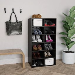 Pantofar, negru, 54x34x100,5 cm, lemn compozit GartenMobel Dekor