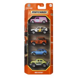 MATCHBOX SET 5 MASINUTE METALICE MBX RETRO SCARA 1:64 SuperHeroes ToysZone
