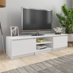 Comoda TV, alb extralucios, 140 x 40 x 35,5 cm, PAL GartenMobel Dekor
