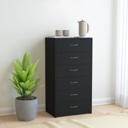 Servanta cu 6 sertare, negru, 50 x 34 x 96 cm, PAL GartenMobel Dekor