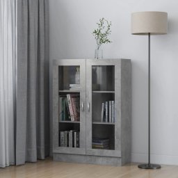 Dulap cu vitrina, gri beton, 82,5 x 30,5 x 115 cm, PAL GartenMobel Dekor