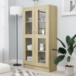 Dulap cu vitrina, stejar Sonoma, 82,5 x 30,5 x 150 cm, PAL GartenMobel Dekor