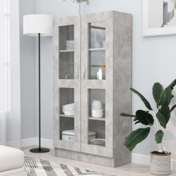 Dulap cu vitrina, gri beton, 82,5 x 30,5 x 150 cm, PAL GartenMobel Dekor
