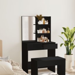 Masa de toaleta cu oglinda, negru, 74,5x40x141 cm GartenMobel Dekor