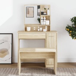 Masa de toaleta cu oglinda, stejar sonoma, 86,5x35x136 cm GartenMobel Dekor
