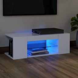 Comoda TV cu lumini LED, alb, 90x39x30 cm GartenMobel Dekor