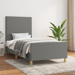 Cadru de pat cu tablie, gri închis, 80x200 cm, textil GartenMobel Dekor