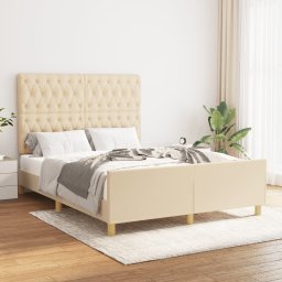 Cadru de pat cu tablie, crem, 140x190 cm, textil GartenMobel Dekor