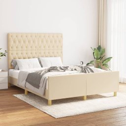 Cadru de pat cu tablie, crem, 140x200 cm, textil GartenMobel Dekor