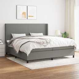 Pat box spring cu saltea, gri închis, 200x200 cm, textil GartenMobel Dekor