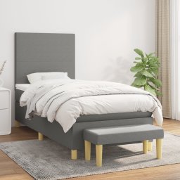 Pat box spring cu saltea, gri închis, 80x200 cm, textil GartenMobel Dekor