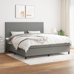 Pat box spring cu saltea, gri închis, 200x200 cm, textil GartenMobel Dekor