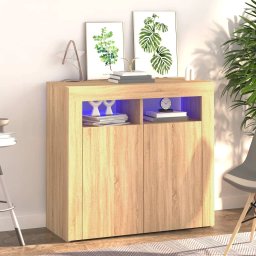 Servanta cu lumini LED, stejar sonoma, 80x35x75 cm GartenMobel Dekor