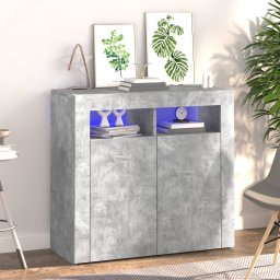 Servanta cu lumini LED, gri beton, 80x35x75 cm GartenMobel Dekor