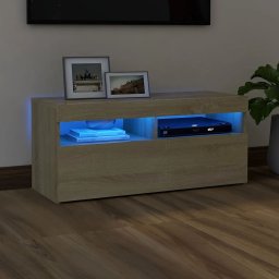 Comoda TV cu lumini LED, stejar sonoma, 90x35x40 cm GartenMobel Dekor