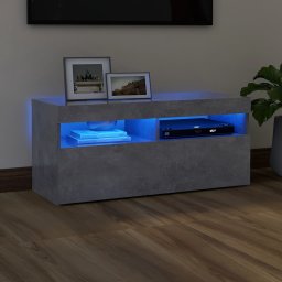Comoda TV cu lumini LED, gri beton, 90x35x40 cm GartenMobel Dekor