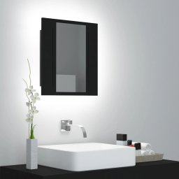 Dulap de baie cu oglinda & LED, negru, 40x12x45 cm, acril GartenMobel Dekor