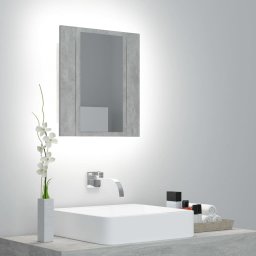 Dulap de baie cu oglinda & LED, gri beton, 40x12x45 cm acril GartenMobel Dekor