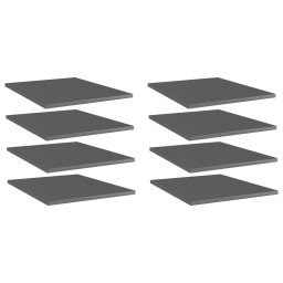 Placi biblioteca, 8 buc., gri extralucios, 40x50x1,5 cm, PAL GartenMobel Dekor