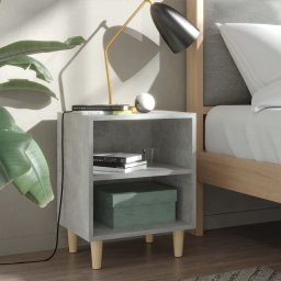 Noptiera cu picioare din lemn masiv, gri beton, 40x30x50 cm GartenMobel Dekor