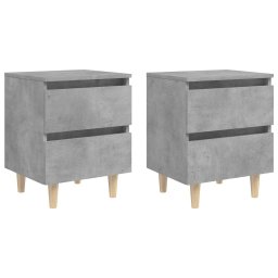 Noptiere cu picioare lemn masiv pin 2 buc. gri beton 40x35x50cm GartenMobel Dekor