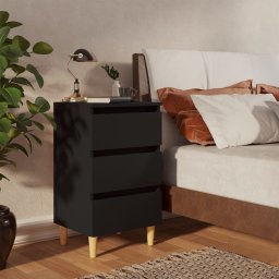 Noptiera cu picioare lemn masiv, negru, 40x35x69 cm GartenMobel Dekor