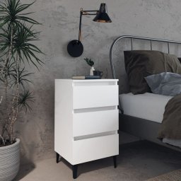 Noptiera cu picioare metalice, alb, 40x35x69cm GartenMobel Dekor