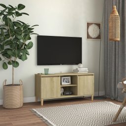 Comoda TV, picioare lemn masiv, stejar sonoma, 103,5x35x50 cm GartenMobel Dekor