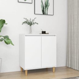 Servanta cu picioare din lemn masiv, alb, 60x35x70 cm, PAL GartenMobel Dekor