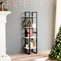 Biblioteca cu 4 rafturi, alb, 40x30x140 cm, lemn masiv de pin GartenMobel Dekor