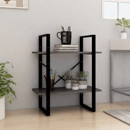 Biblioteca cu 2 rafturi, gri, 60x30x70 cm, lemn masiv de pin GartenMobel Dekor