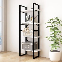Biblioteca cu 4 rafturi, alb, 60x30x140 cm, lemn masiv de pin GartenMobel Dekor