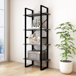 Biblioteca cu 4 rafturi, gri, 60x30x140 cm, lemn masiv de pin GartenMobel Dekor