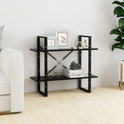 Biblioteca cu 2 rafturi, negru, 80x30x70 cm, PAL GartenMobel Dekor
