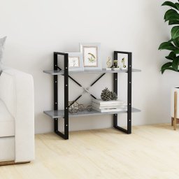Biblioteca cu 2 rafturi, gri beton, 80x30x70 cm, PAL GartenMobel Dekor