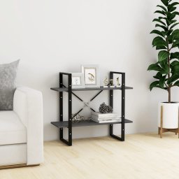 Biblioteca cu 2 rafturi, gri, 80x30x70 cm, lemn masiv de pin GartenMobel Dekor