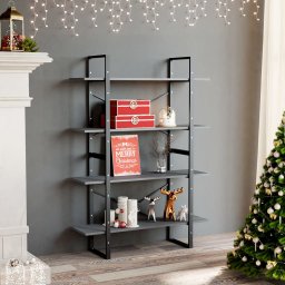 Biblioteca cu 4 rafturi, gri, 100x30x140 cm, lemn masiv de pin GartenMobel Dekor