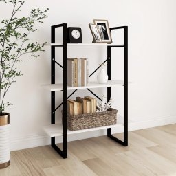 Biblioteca cu 3 rafturi, alb, 80x30x105 cm, lemn masiv de pin GartenMobel Dekor