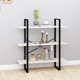 Biblioteca cu 3 rafturi, alb, 100x30x105 cm, lemn masiv de pin GartenMobel Dekor