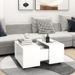 Masuta de cafea, alb, 60x60x38 cm ,PAL GartenMobel Dekor