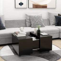 Masuta de cafea, negru, 60x60x38 cm, PAL GartenMobel Dekor