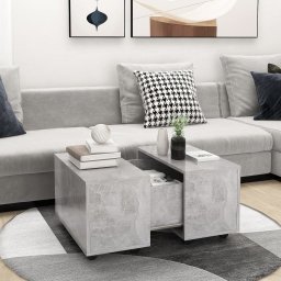 Masuta de cafea, gri beton, 60x60x38 cm, PAL GartenMobel Dekor