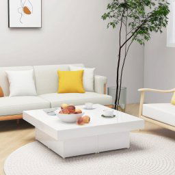 Masuta de cafea, alb extralucios, 90x90x28 cm, PAL GartenMobel Dekor