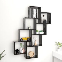Raft de perete cub, negru, 90x15x119 cm, PAL GartenMobel Dekor
