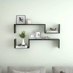 Rafturi de perete, 2 buc., negru, 100x15x20 cm, PAL GartenMobel Dekor