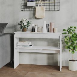 Masa consola, alb extralucios, 102x30x80 cm, PAL GartenMobel Dekor