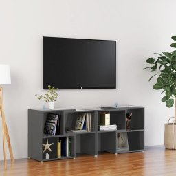 Comoda TV, gri extralucios, 104x30x52 cm, PAL GartenMobel Dekor
