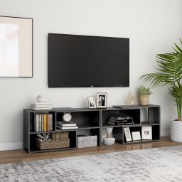 Comoda TV, gri extralucios, 149x30x52 cm, PAL GartenMobel Dekor