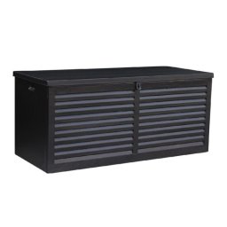 Lada depozitare de gradina, capac cu telescop, negru, 490 L, 146.4x61x64.4 cm