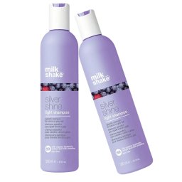 Pachet DUO Sampon pentru par gri, blond sau alb Milk Shake Silver Shine Light, 300 ml
